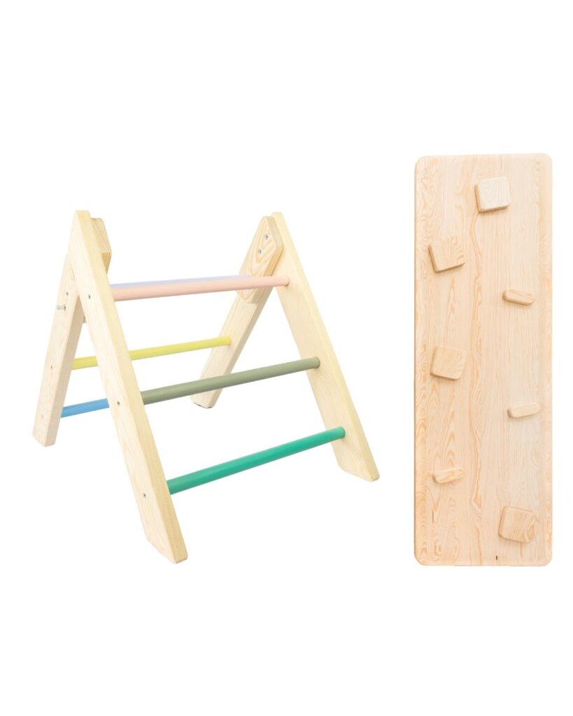 Pack Triángulo Pikler de color con rampa rocódromo